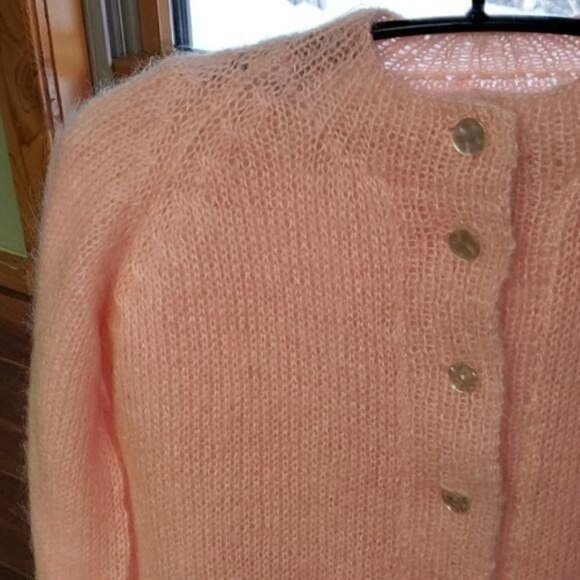 Vintage Handmade 1960's Stunning Wool & Angora Lt. Pink Lined 2 pc. Skirt Set - Picture 5 of 16